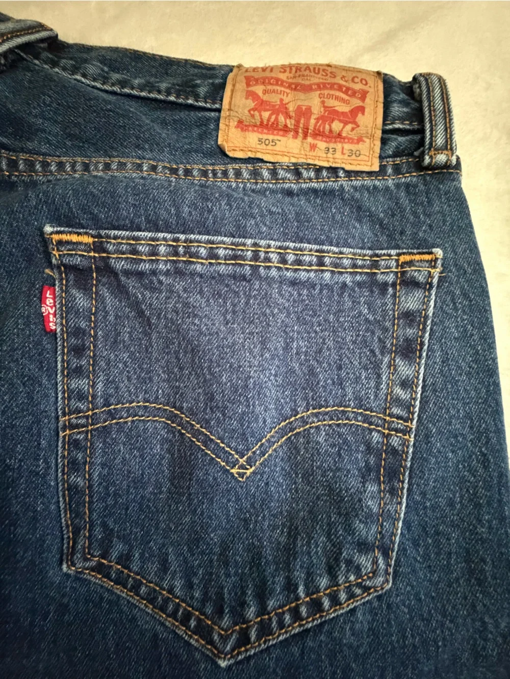Levi's Men's 505 Relaxed Straight Jeans in Dark Blue, 33x30